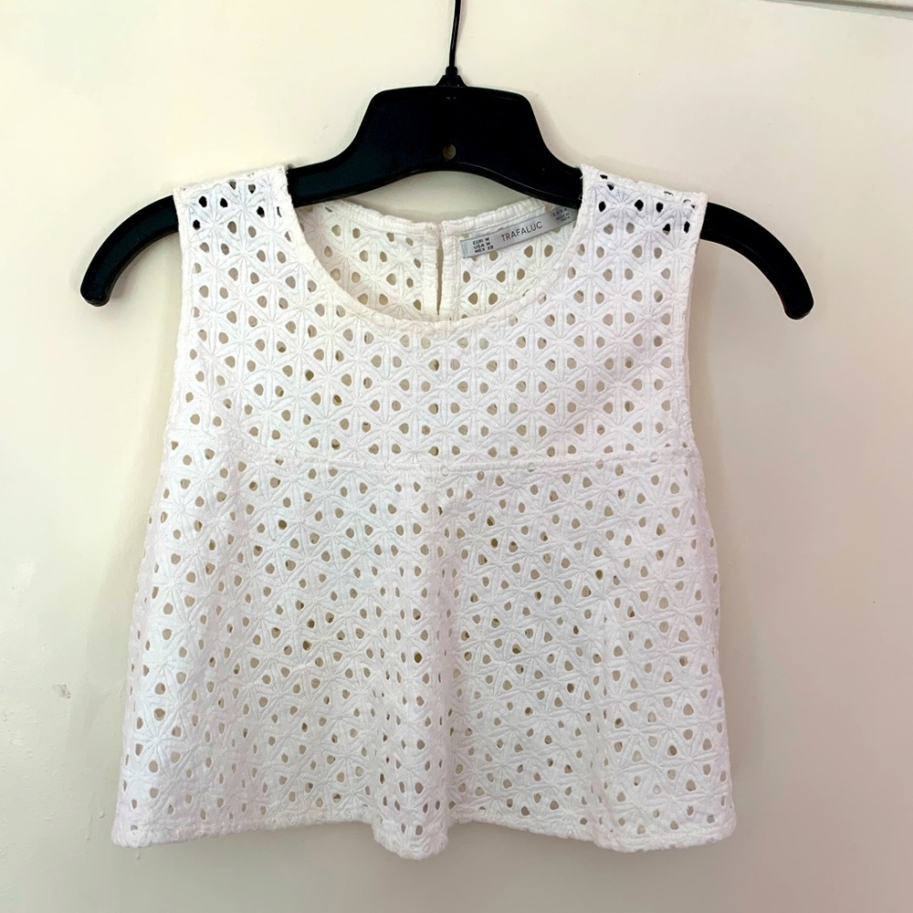 Zara cropped white top size M